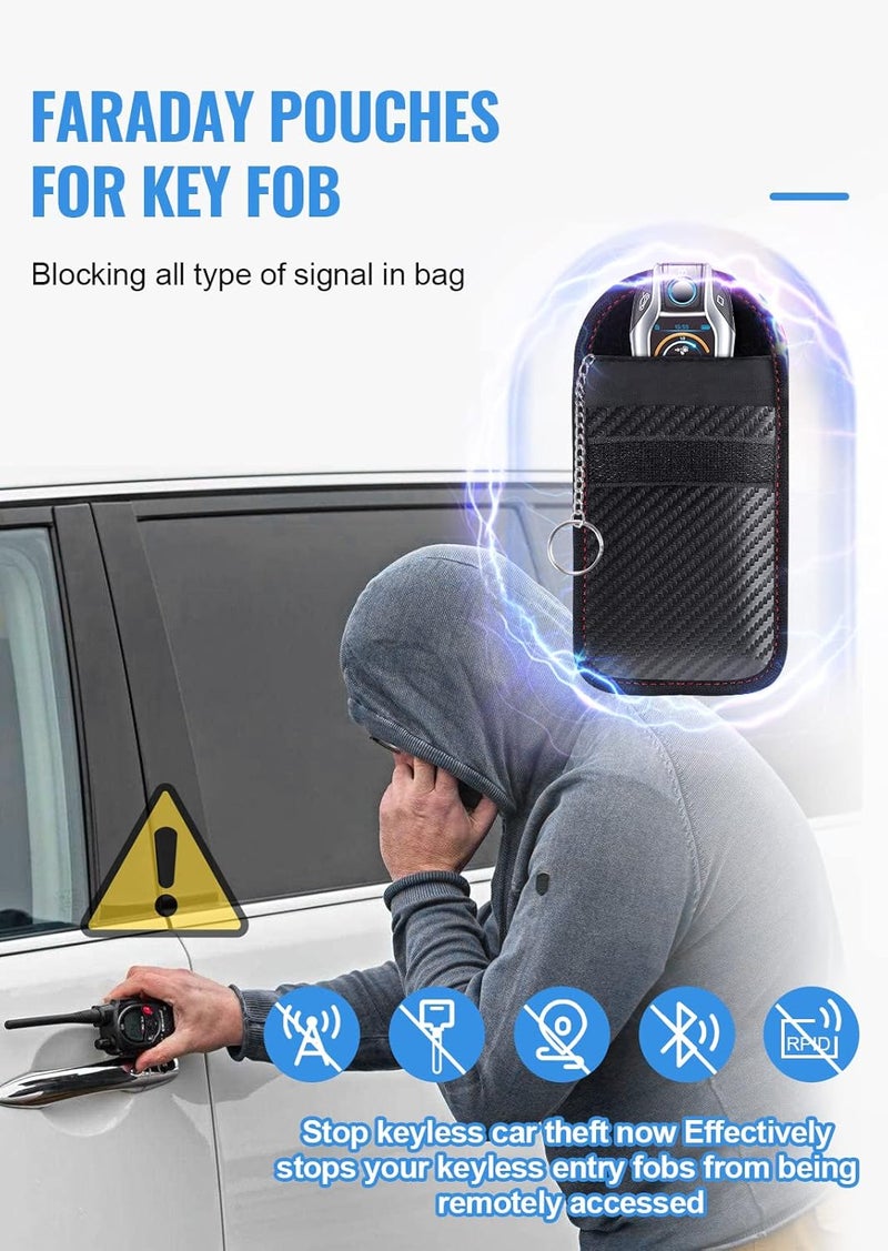 lanpard Faraday Bag for Key Fob(2 Pack), Faraday Cage Protector, Car RFID Signal Blocking Key Fob Protector, Double-Layers of Shielding Carbon Fiber Material Anti-Theft Faraday Pouch - Image 3